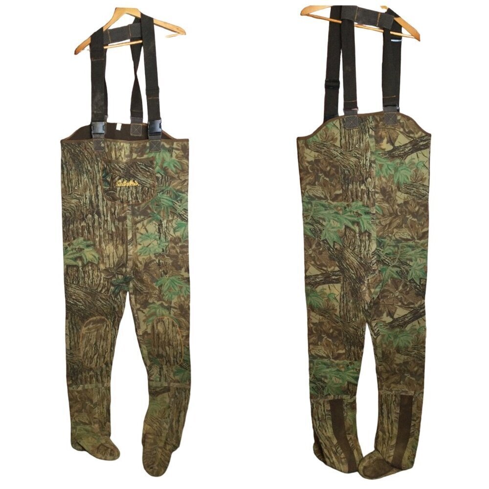 Vintage Cabelas Camouflage Neoprene & Nylon Jersey Chest Waders XXL Footed Realt